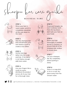 Shampoo Bar Care Card Pink Ink Splash A538: Shampoo Bar Care Card Pink Ink Splash A538