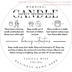 Candle Warning Labels Minimalist Black & White 1.5" Round A539: Candle Warning Labels Minimalist Black & White A539