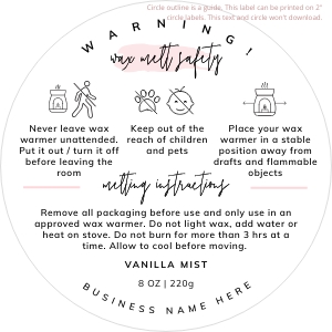 Wax Melt Warning Label Watercolor 2"x2" A549: Wax Melt Warning Label Watercolor A549