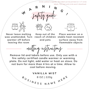 Wickless Candle Warning Label Watercolor 1.5"x1.5" A551: Wickless Candle Warning Label Watercolor A551