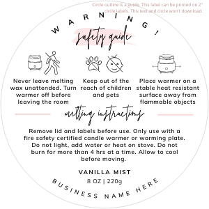 Wickless Candle Warning Label Watercolor 2"x2" A551: Wickless Candle Warning Label Watercolor A551