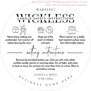 Wickless Candle Warning Labels Minimalist Black & White 3"x3" A552: Wickless Candle Warning Labels Minimalist Black & White A552