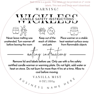 Wickless Candle Warning Labels Minimalist Black & White 2"x2" A552: Wickless Candle Warning Labels Minimalist Black & White A552