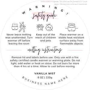 Wickless Candle Warning Label Watercolor 3"x3" A551: Wickless Candle Warning Label Watercolor A551