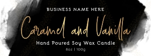 Black Ink and Gold Tin Label 4"x1.5" Rectangle A570: Black Ink and Gold Tin Labels A570