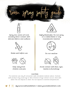 Room Spray Care Card Black Ink and Gold A575: Room Spray Care Card Black Ink and Gold A575