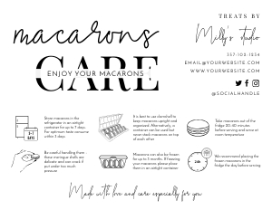 Minimalist Black and White Macarons Care Card A588: Minimalist Black and White Macarons Care Card A588