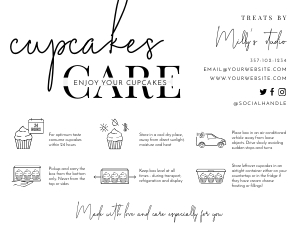Minimalist Black and White Cupcakes Care Card A623: Minimalist Black and White Cupcakes Care Card A623