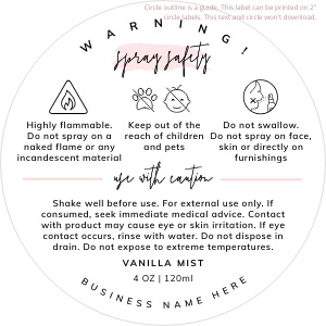 Room Spray Warning Label Watercolor 2"x2" A643: Room Spray Warning Labels Watercolor A643