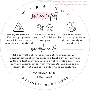 Room Spray Warning Label Watercolor 1.5"x1.5" A643: Room Spray Warning Labels Watercolor A643