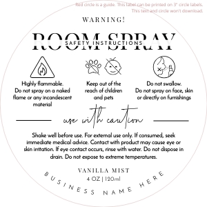 Room Spray Warning Labels Minimalist Black & White 3"x3" A644: Room Spray Warning Labels Minimalist Black & White A644