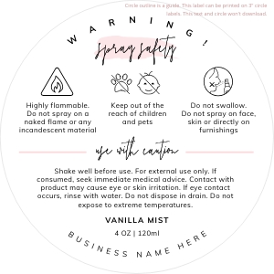 Room Spray Warning Label Watercolor 3"x3" A643: Room Spray Warning Labels Watercolor A643