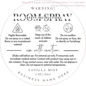Room Spray Warning Labels Minimalist Black & White 1.5"x1.5" A644: Room Spray Warning Labels Minimalist Black & White A644