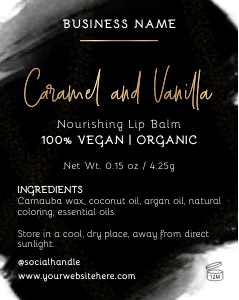 Black Ink and Gold Lip Balm Labels A677 design preview