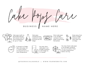 Cake Pops Care Card Watercolor A691: Cake Pops Care Card Watercolor A691