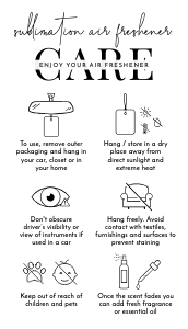 MINI Sublimation Air Freshener Care Card Minimalist Black & White A726: MINI Sublimation Air Freshener Care Card Minimalist Black & White A726