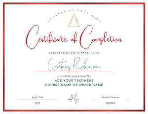 Festive Certificate of Completion 8.5x11" A729: Festive Certificate of Completion A729