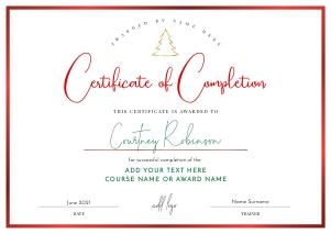 Festive Certificate of Completion A4 Size A729: Festive Certificate of Completion A729