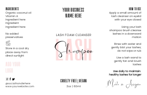 Pastel Pink Lash Bath Bottle Label 4.25x2.75" A749: Pastel Pink Lash Bath Bottle Labels A749