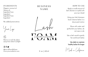 Minimalist Black & White Lash Bath Wrapper Labels 4.25x2.75" A774: Minimalist Black & White Lash Bath Wrapper Labels A774