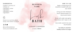 Lash Bath Bottle Labels Pink Ink Splash 4.5x2" A775: Lash Bath Bottle Labels Pink Ink Splash A775