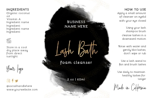 Lash Bath Label Black Ink & Gold 4.25x2.75" A797: Lash Bath Label Black Ink & Gold A797