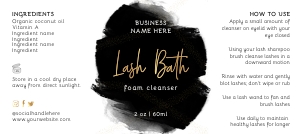 Lash Bath Label Black Ink & Gold 4.5x2" A797: Lash Bath Label Black Ink & Gold A797