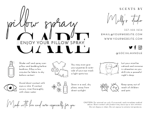 Minimalist Black & White Pillow Spray Care Card A875: Minimalist Black & White Pillow Spray Care Card A875
