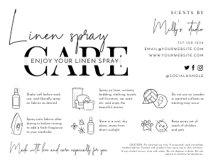 Minimalist Black & White Linen Spray Care Card A874: Minimalist Black & White Linen Spray Care Card A874