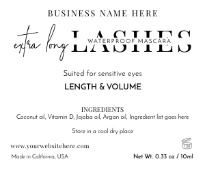 Mascara Tube Labels Minimalist Black & White 2.1875" x 1.8125" A916: Mascara Tube Labels Minimalist Black & White 2.1875" x 1.8125" A916