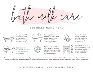 Bath Milk Care Card Watercolor A939: Bath Milk Care Card Watercolor A939