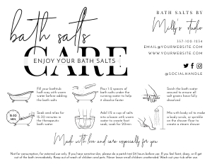 Minimalist Black & White Bath Salts Care Card A941: Minimalist Black & White Bath Salts Care Card A941