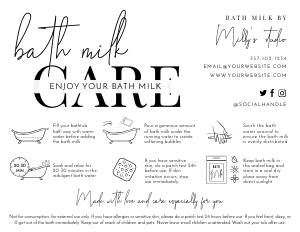 Minimalist Black & White Bath Milk Care Card A942: Minimalist Black & White Bath Milk Care Card A942