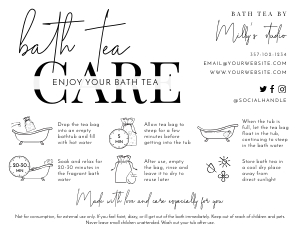 Minimalist Black & White Bath Tea Care Card A947: Minimalist Black & White Bath Tea Care Card A947