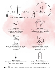 Plant Care Card Pink Ink Splash A958: Plant Care Card Pink Ink Splash A958