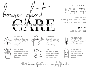 Minimalist Black & White Plant Care Card A957: Minimalist Black & White Plant Care Card A957