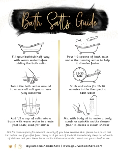 Bath Salts Care Card Black Ink and Gold A962: Bath Salts Care Card Black Ink and Gold A962