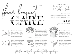 Minimalist Black & White Flowers Care Card A964: Minimalist Black & White Flowers Care Card A964