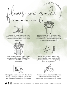 Flowers Care Card Sage Green Ink Splash A966: Flowers Care Card Sage Green Ink Splash A966