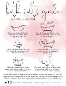 Bath Salts Care Card Pink Ink Splash A963: Bath Salts Care Card Pink Ink Splash A963