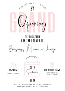 Grand Opening Flyer Pastel Pink 5x7" B011: Grand Opening Flyer Pastel Pink B011