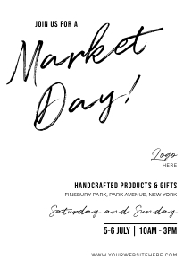 Market Day Flyer Minimal Brush Text 5x7" B037: Market Day Flyer Minimal Brush Text 5x7" B037