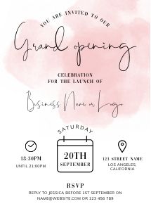 Grand Opening Flyer Pink Ink Splash 5x7" B041: Grand Opening Flyer Pink Ink Splash 5x7" B041