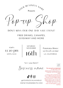 Minimalist With Elegant Font Pop Up Shop Flyer 5x7 B076: Minimalist With Elegant Font Pop Up Shop Flyer 5x7 B076