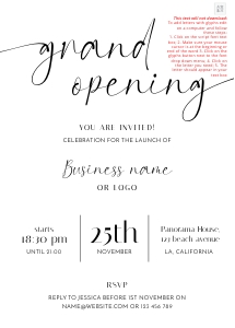 Minimalist With Elegant Font Grand Opening Flyer 5x7 B074: Minimalist With Elegant Font Grand Opening Flyer 5x7 B074