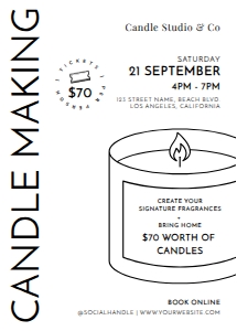 Minimalist Modern Type Face Candle Making Flyer 5x7 B083: Minimalist Modern Type Face Candle Making Flyer 5x7 B083