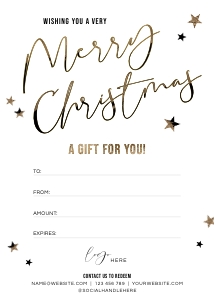 Christmas Gift Voucher Black & Gold Gradient 5x7" B104 design preview