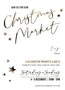 Christmas Market Flyer Black & Gold Gradient 5x7" B106: Christmas Market Flyer Black & Gold Gradient 5x7" B106