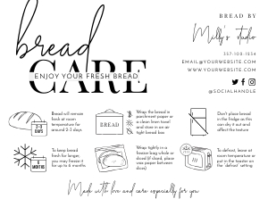 Minimalist Black & White Bread Care Card B458: Minimalist Black & White Bread Care Card B458