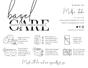 Minimalist Black & White Bagel Care Card B512: Minimalist Black & White Bagel Care Card B512